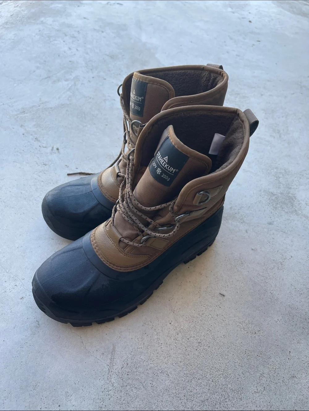 Staheekum Men’s Waterproof Insulated Snow Boots — Brown/Black